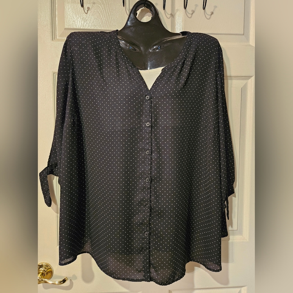 💥Reduced💥 Catherines Black Blouse with White Polka Dots